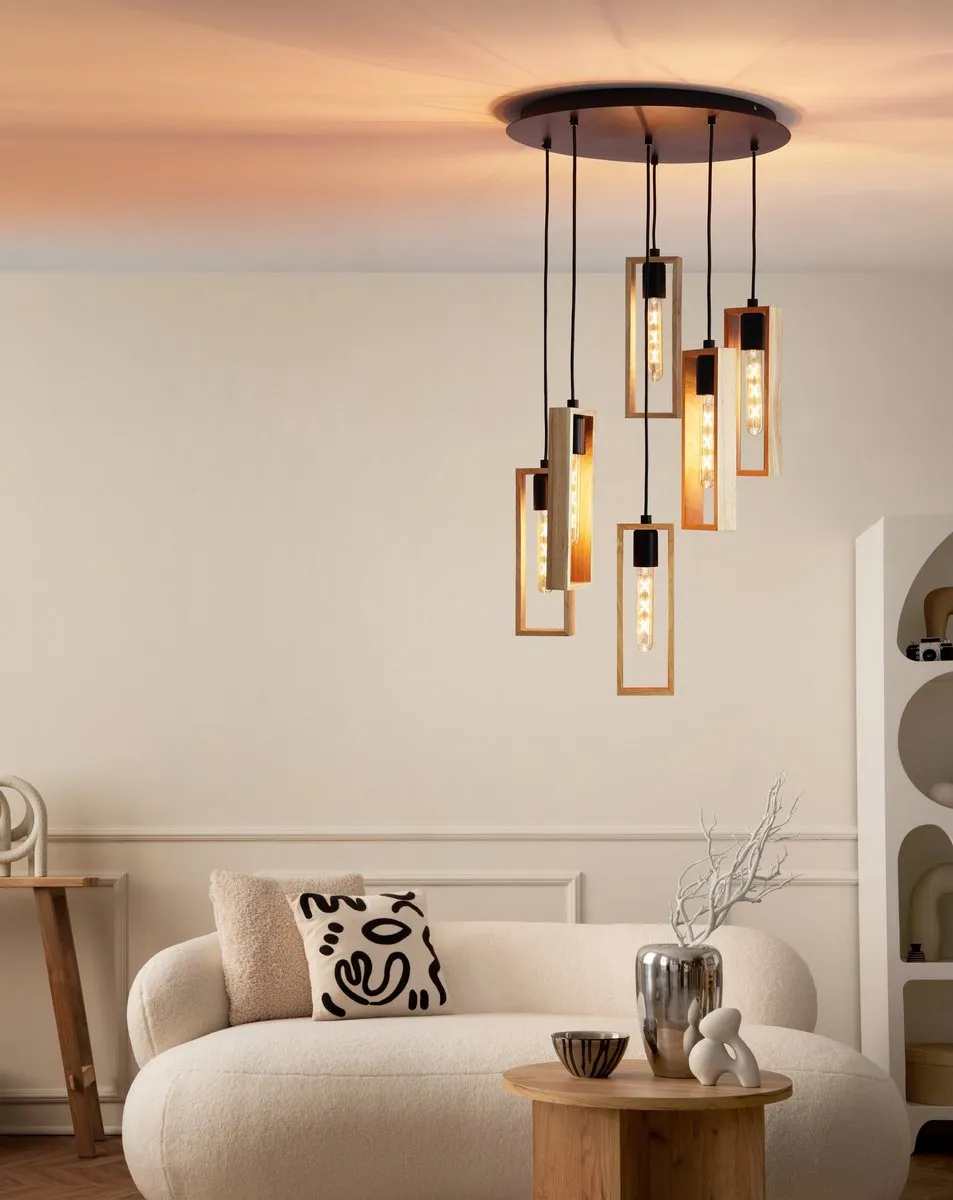 Eglo Littleton Hanglamp E27 - Ø50cm - Zwart/Bruin