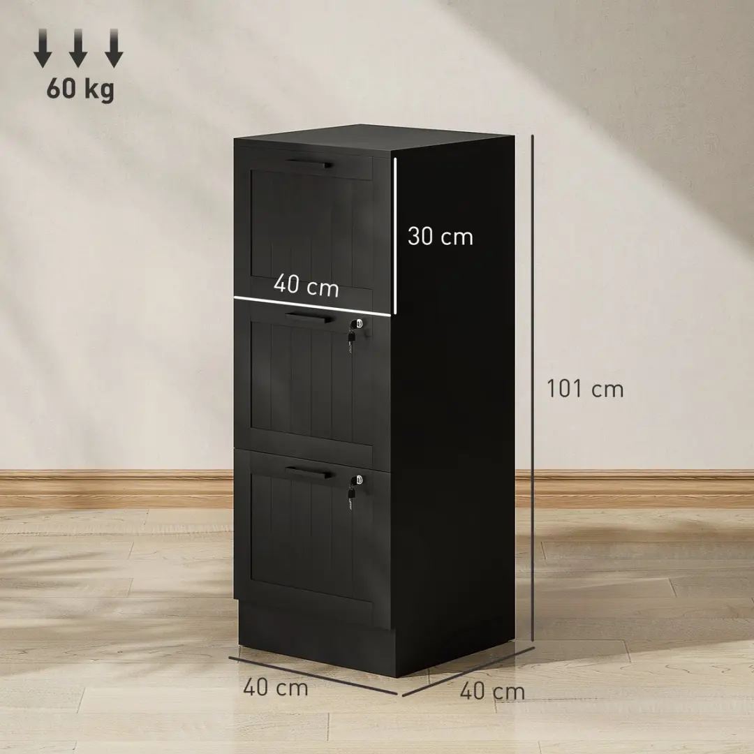 Homcom Archiefkast 40x40x101cm - Zwart