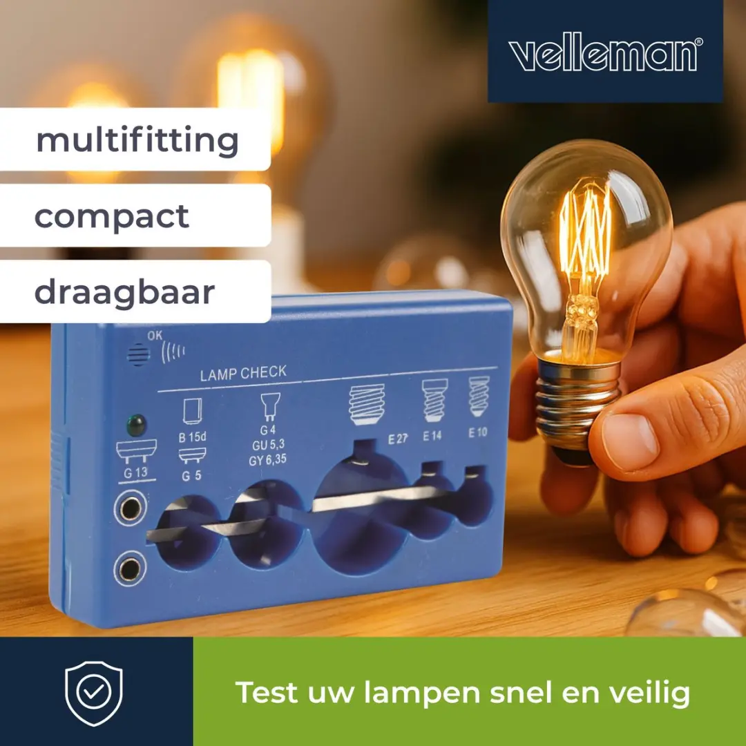 Velleman VTTEST8 Lamptester - Blauw