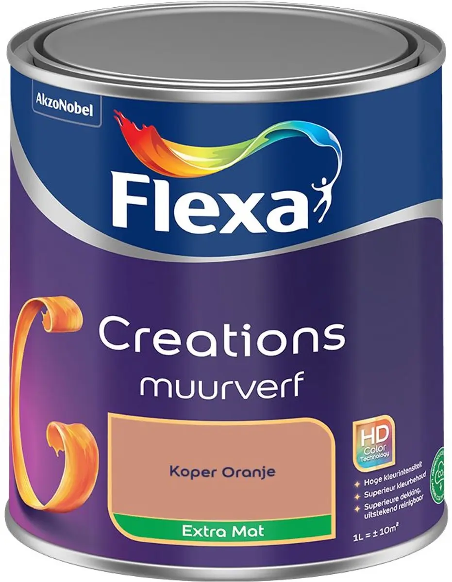 Flexa Creations Muurverf Extra Mat Koper Oranje 1L