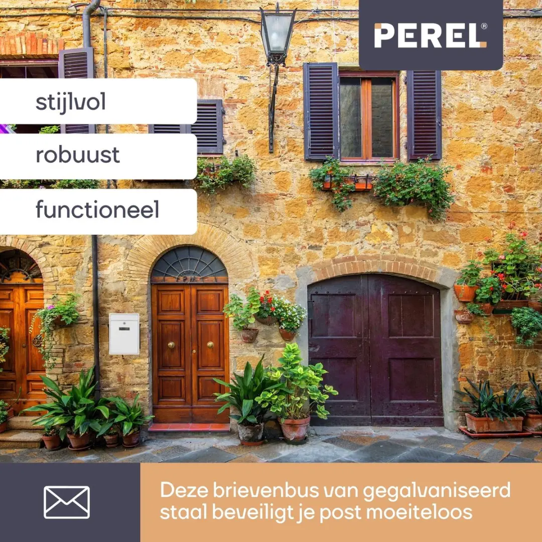 Perel Ibiza Wandbrievenbus 36x26cm - Wit - Met slot