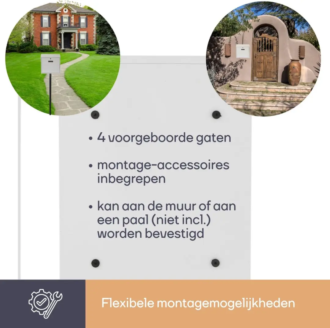 Perel Ibiza Wandbrievenbus 36x26cm - Wit - Met slot - afbeelding 6 van 6