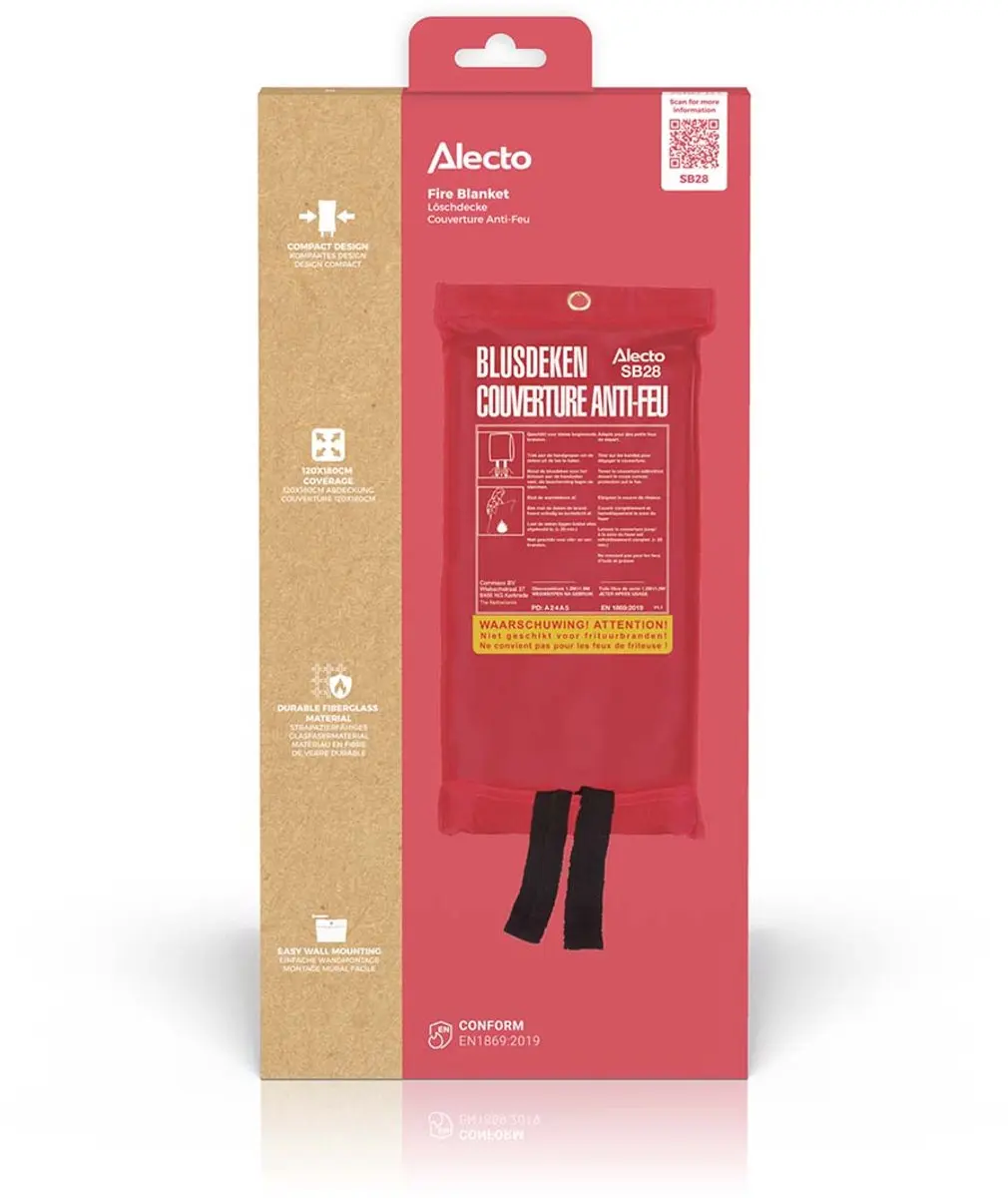 Alecto SB28 Blusdeken 120x180cm - EN1869 - Brandklasse A/B/F - Rood