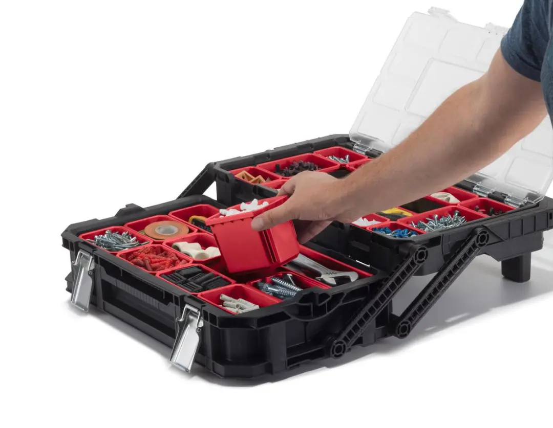 Keter Cantilever Duo Gereedschapsorganiser S - 23 Vakken - Zwart/Rood - afbeelding 6 van 6
