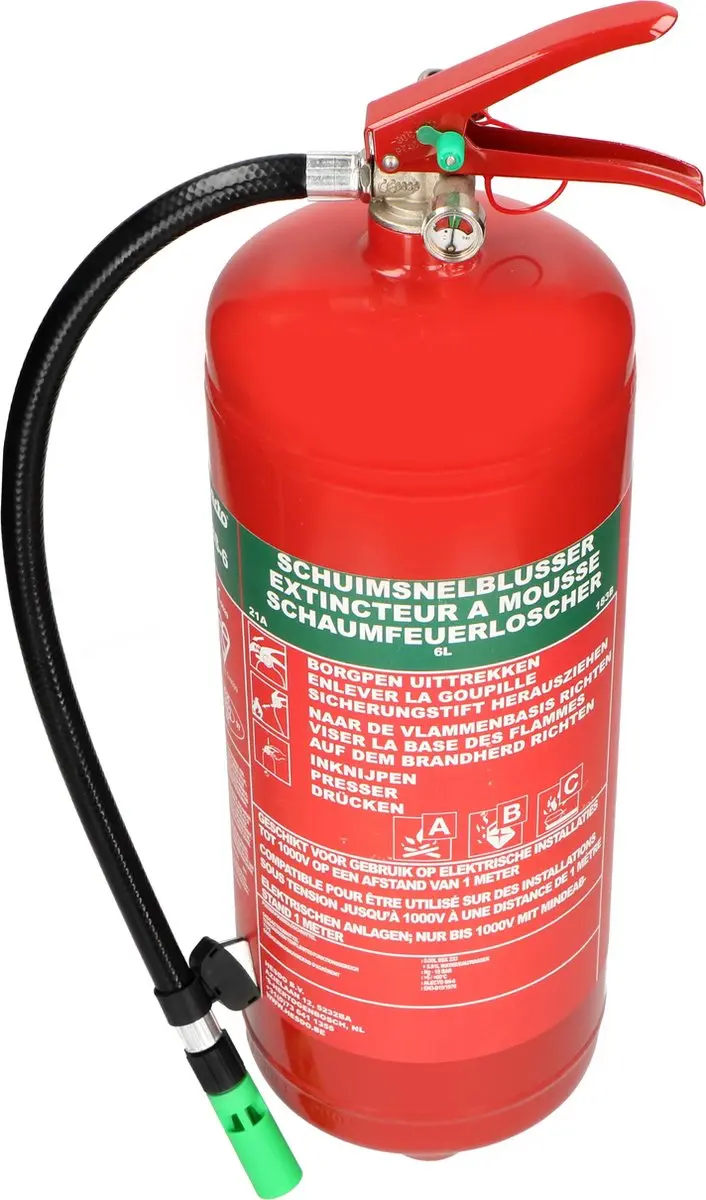 Alecto BP-6 Poederblusser 6KG - Brandklasse ABC - Rood