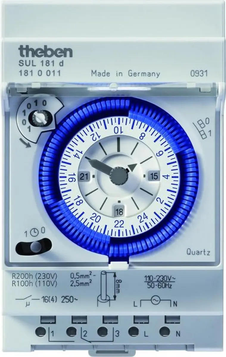 Theben 1810011 SUL 181d Schakelklok - 200u Gangreserve - Grijs