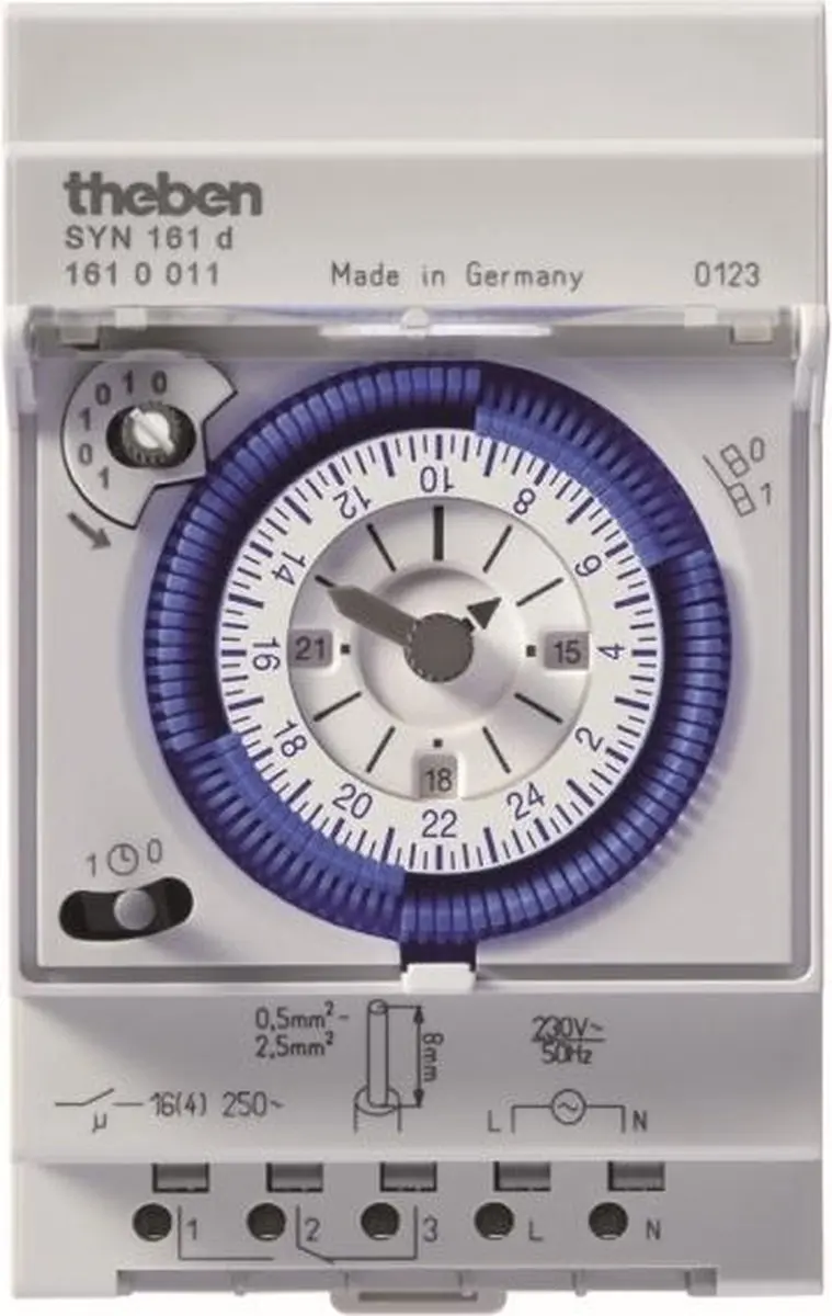 Theben 1610011 SYN 161d Analoge Schakelklok - 180W - Wit