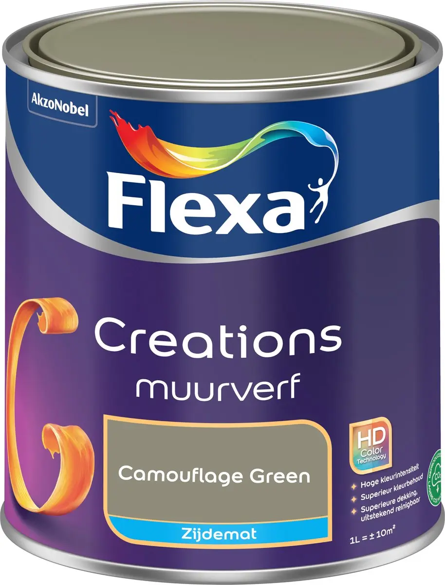 Flexa Creations Muurverf Zijdemat Camouflage Green 1L
