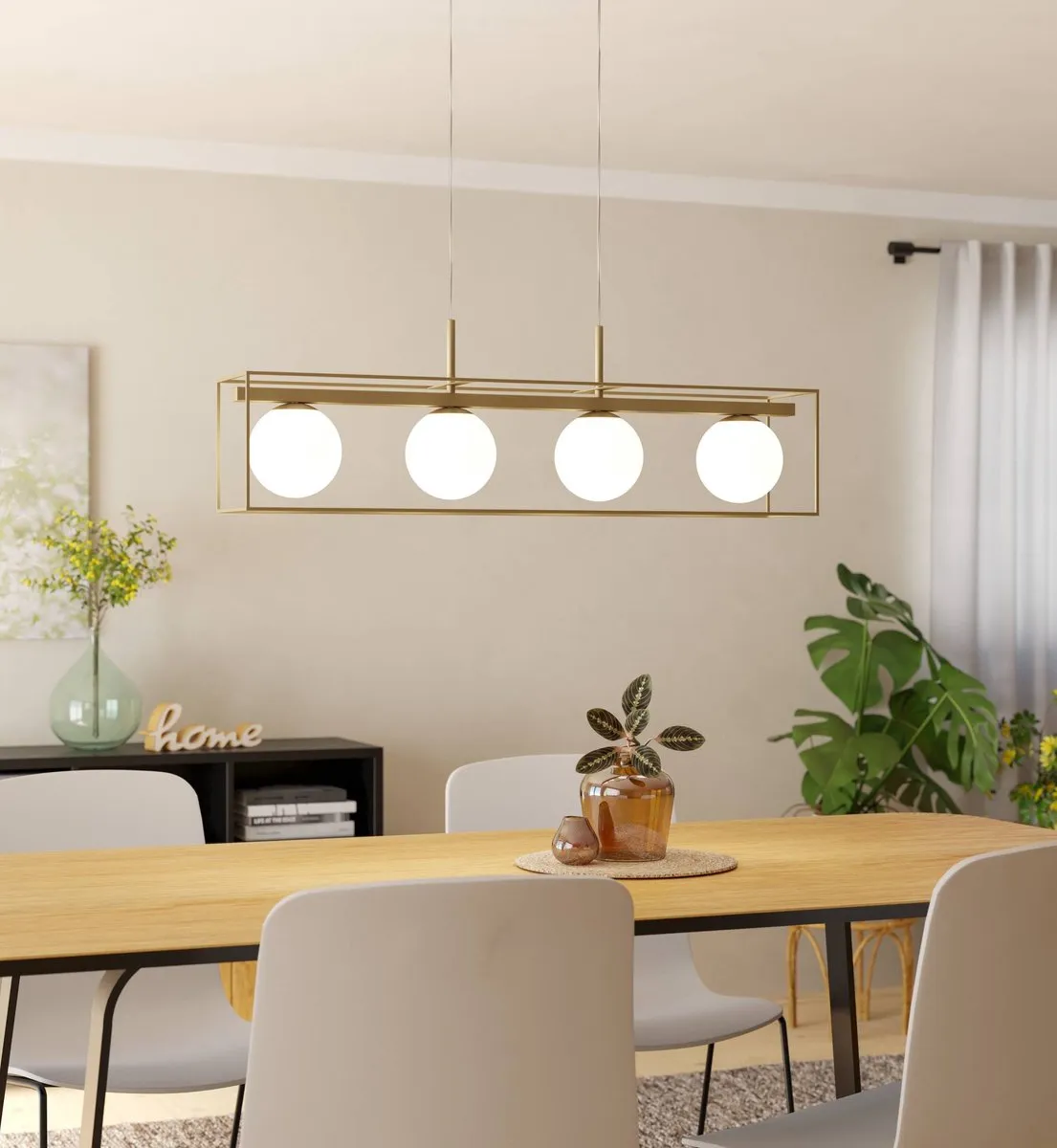 Eglo Vallaspra Hanglamp E14 - 4 Lichtpunten Goud/Wit - afbeelding 6 van 6