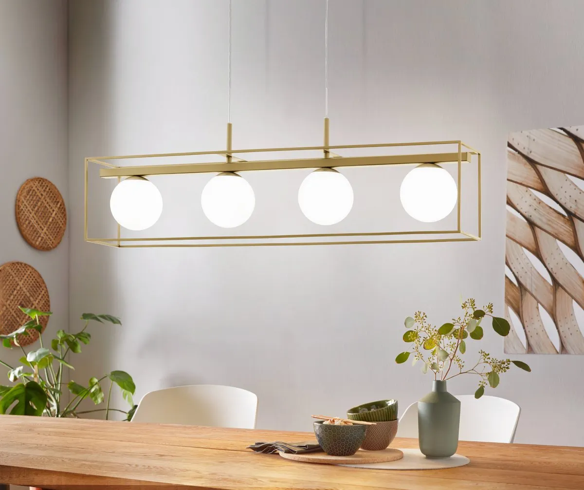 Eglo Vallaspra Hanglamp E14 - 4 Lichtpunten Goud/Wit