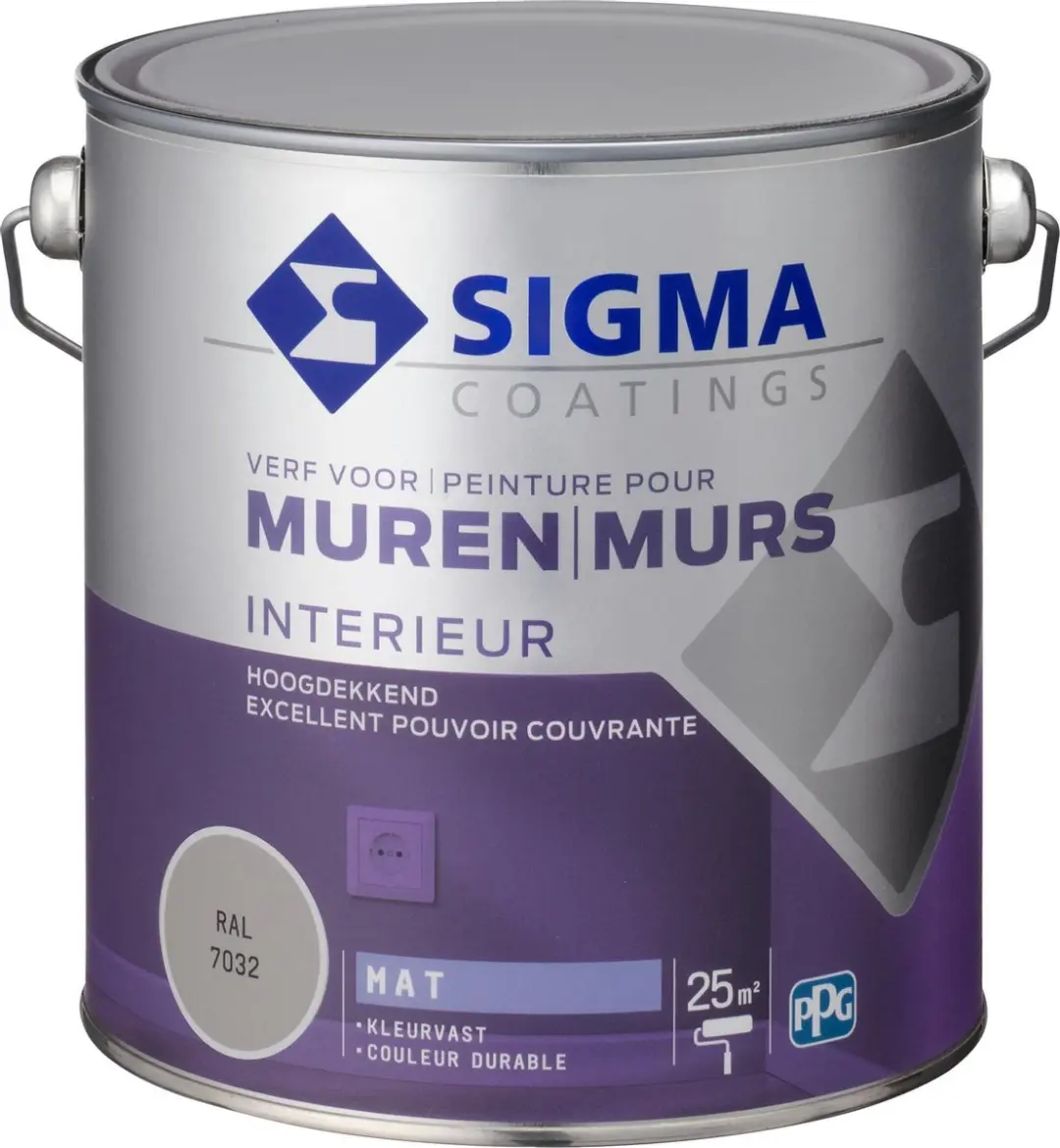 Sigma Muurverf Grijs RAL 7032 2,5L