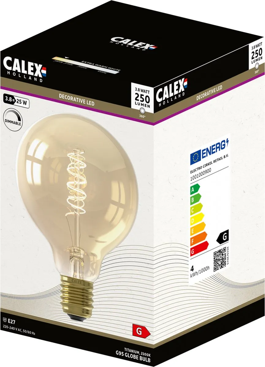 Calex Filament LED Lamp E27 - Goud - 2100K - 3.8W