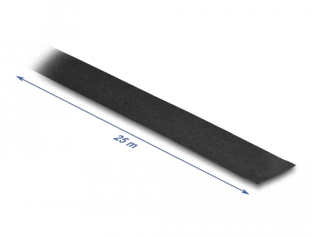 Delock Stoffen Tape 25m x 25mm - Zwart