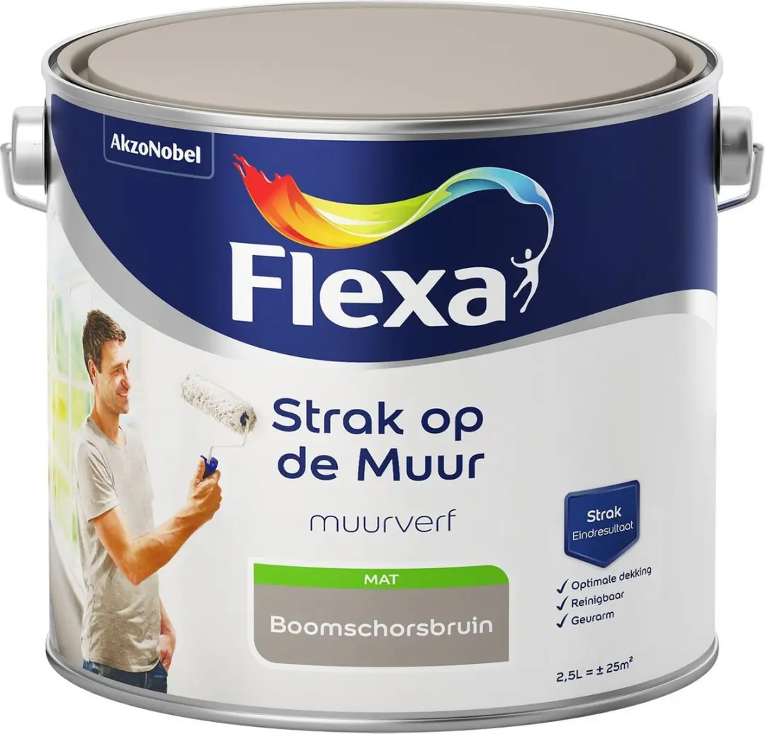 Flexa Strak op de Muur Mat Verf Boomschorsbruin 2,5L