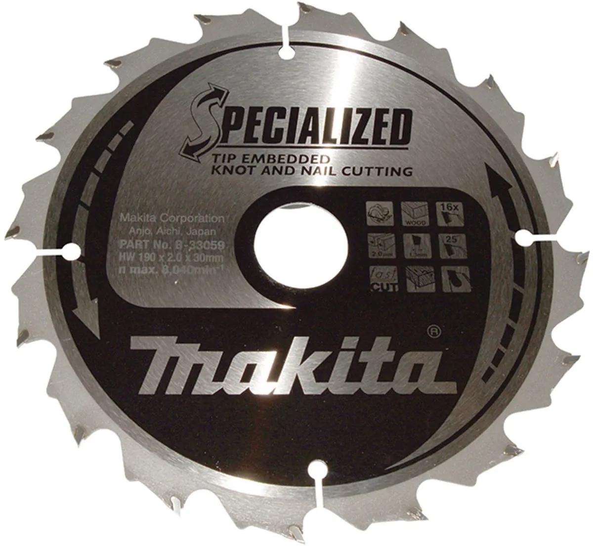 Makita B-33059 Cirkelzaagblad Hout - Ø190mm 16T