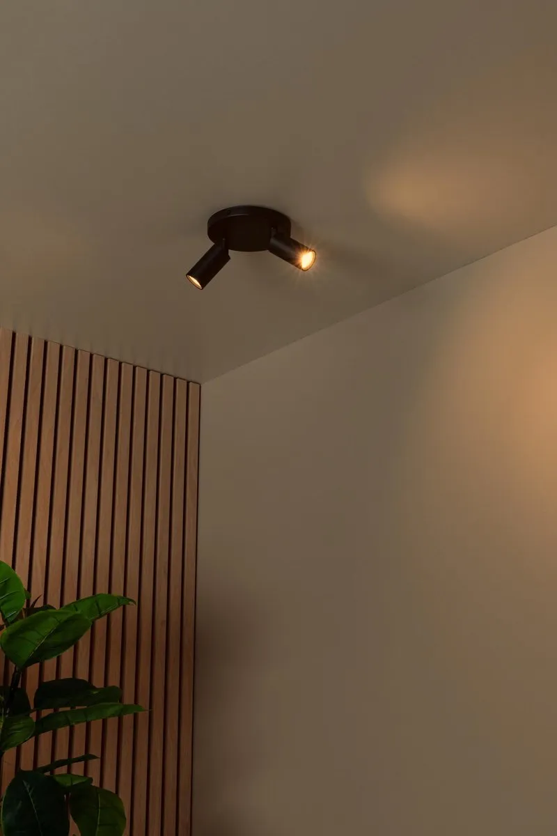 Lucide Ritmo Plafondspot Ø15cm 2xGU10 - Zwart