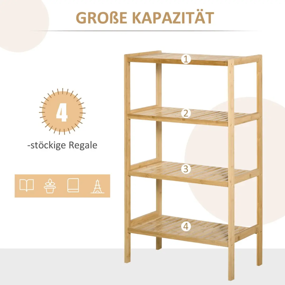 Homcom Open Kast Natuurhout 62x33x112cm - afbeelding 6 van 6