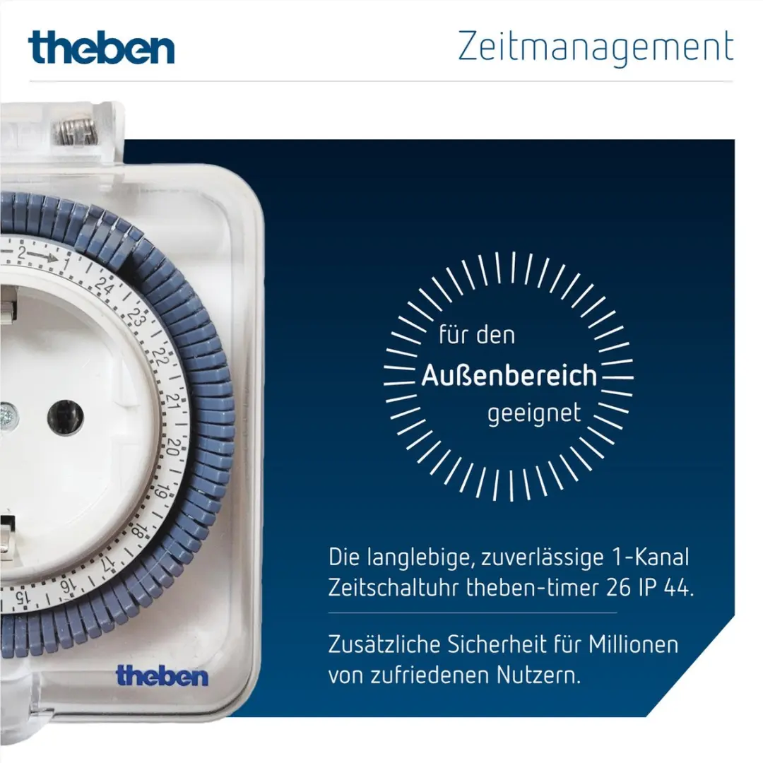 Theben 0260855 Schakelklok IP44 - 400W - Wit