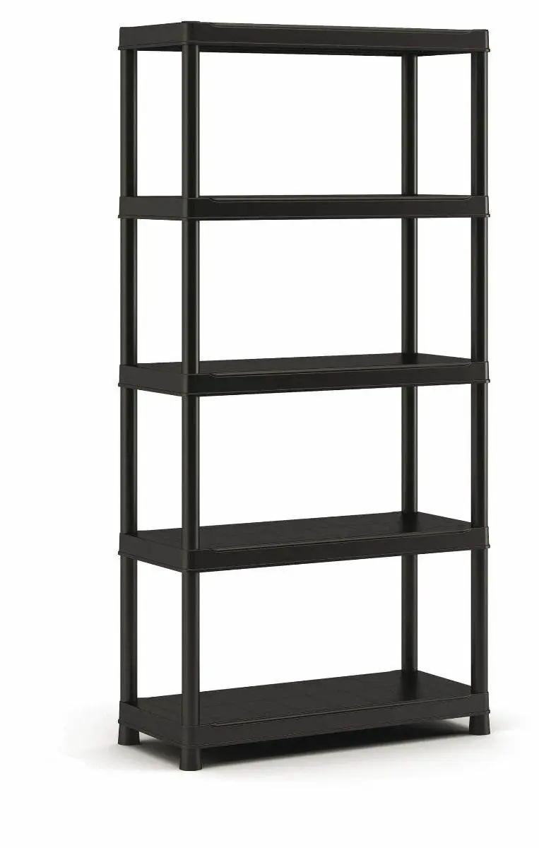 Keter Kunststof Stellingkast 90x45x182cm - 5 Planken - Zwart