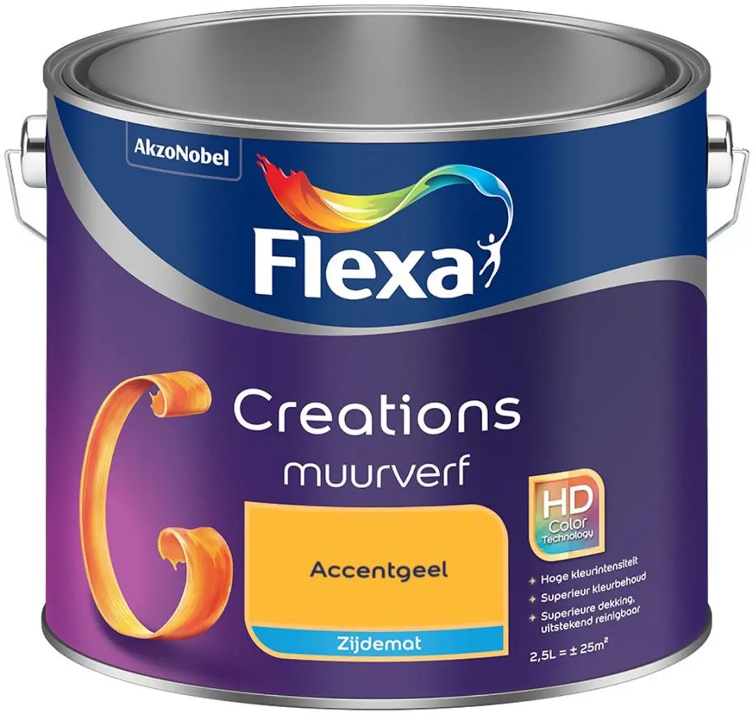 Flexa Creations Muurverf Zijdemat Accentgeel 2,5L
