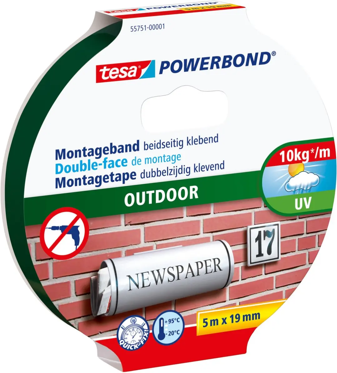 Tesa Powerbond Outdoor Montagetape 5m x 19mm
