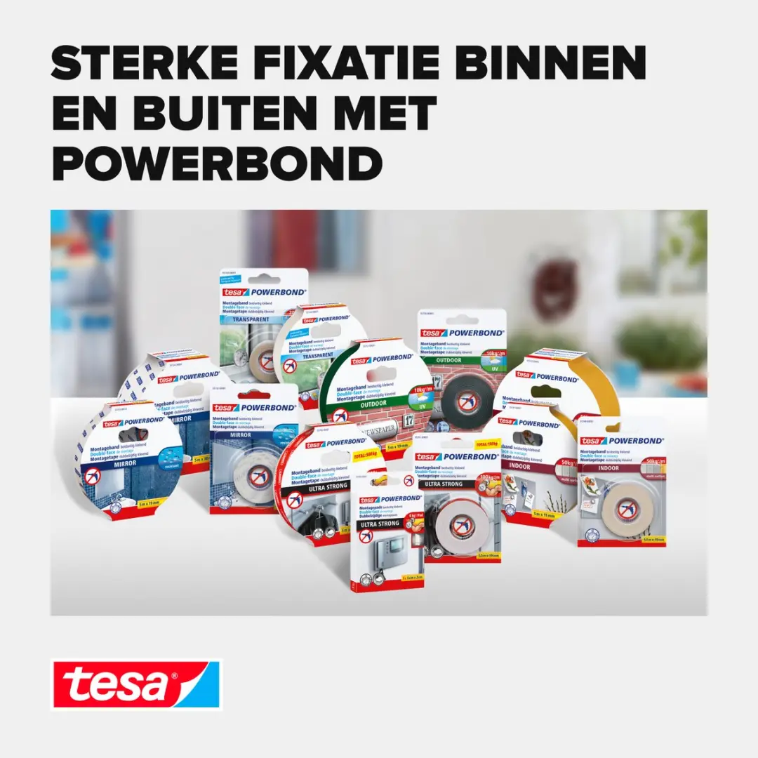 Tesa Powerbond Outdoor Montagetape 5m x 19mm - Transparant