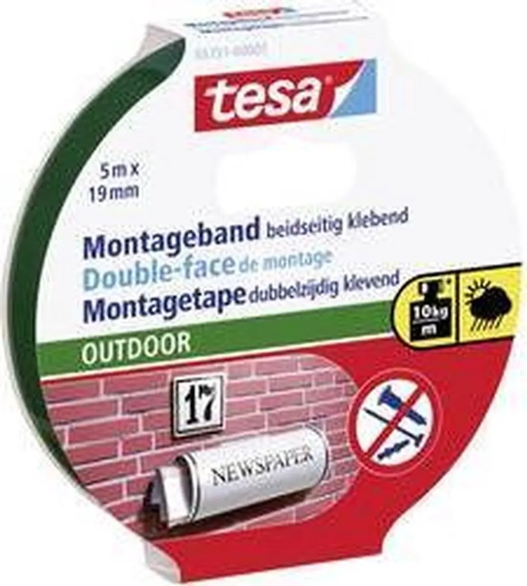 Tesa Powerbond Outdoor Montagetape 5m x 19mm - Transparant