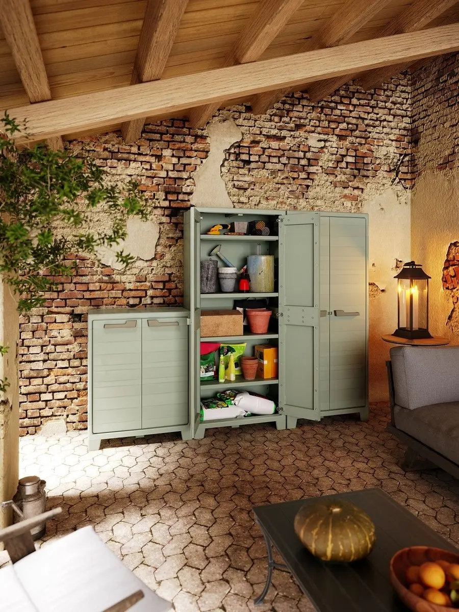 Keter Planet Outdoor Opbergkast Hoog 80x44x182cm - Grijs/Zwart