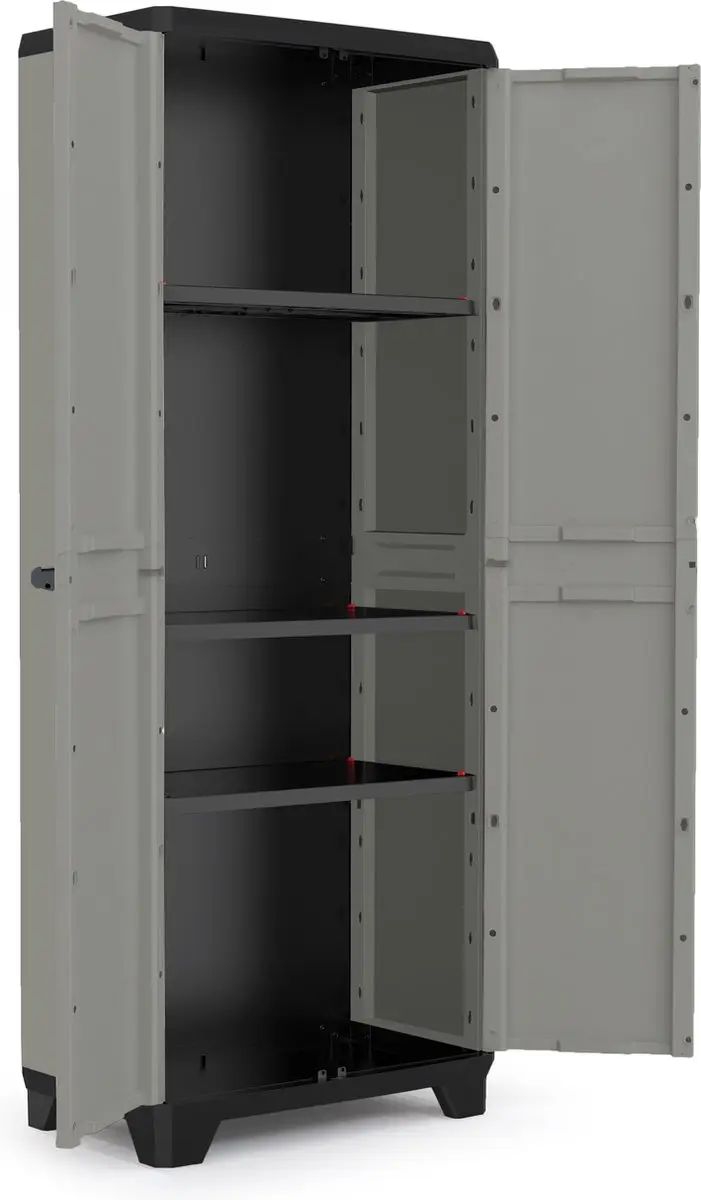 Keter Planet Outdoor Opbergkast Hoog 80x44x182cm - Grijs/Zwart