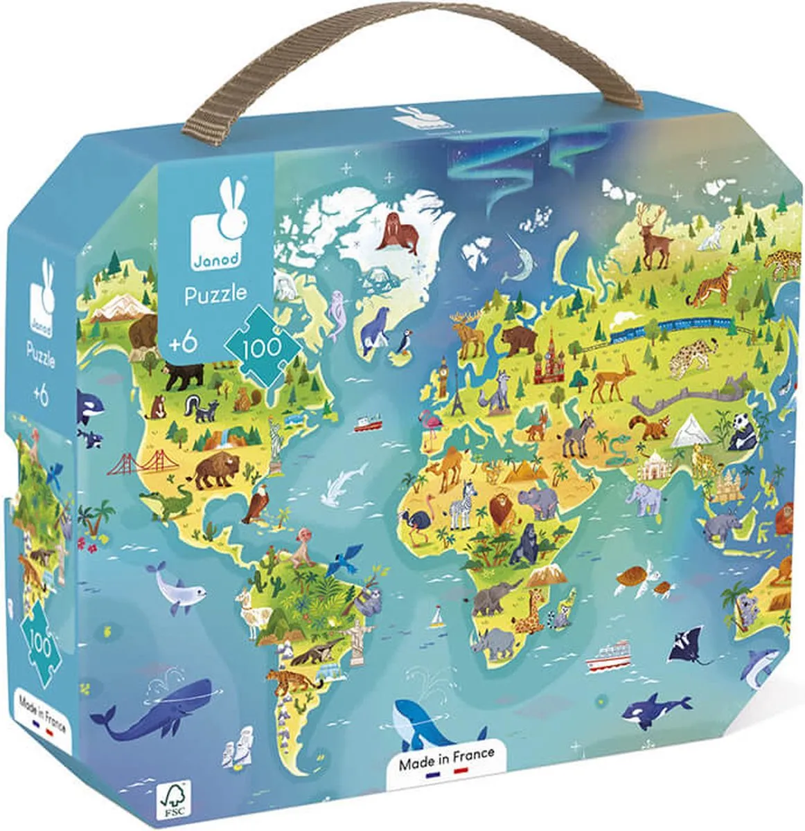 Janod Puzzel De Wereld 100 Stuks