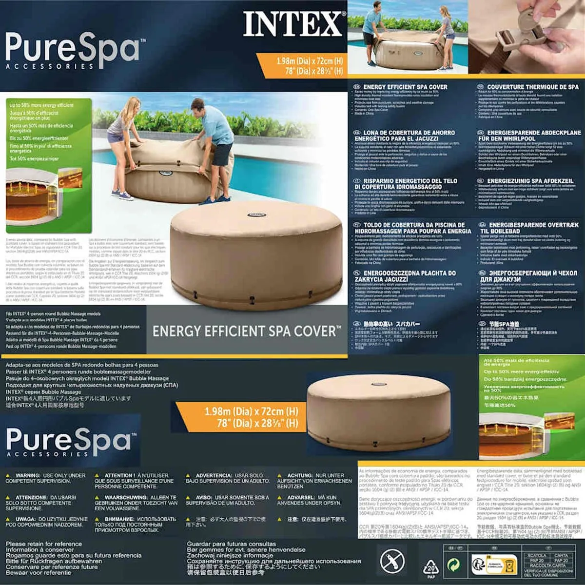Intex 28523 Energiespaarhoes - 4 personen - Beige