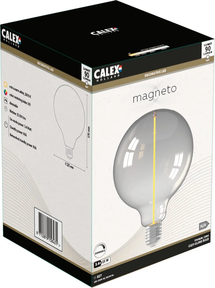 Calex LEDlamp 4W - 1800K - Ø125cm - Helder glas