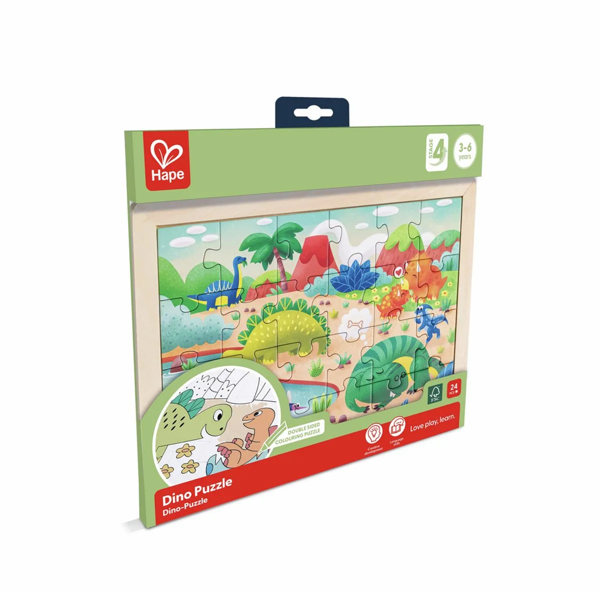 Hape Dino Puzzel 24 Stuks - Multicolor