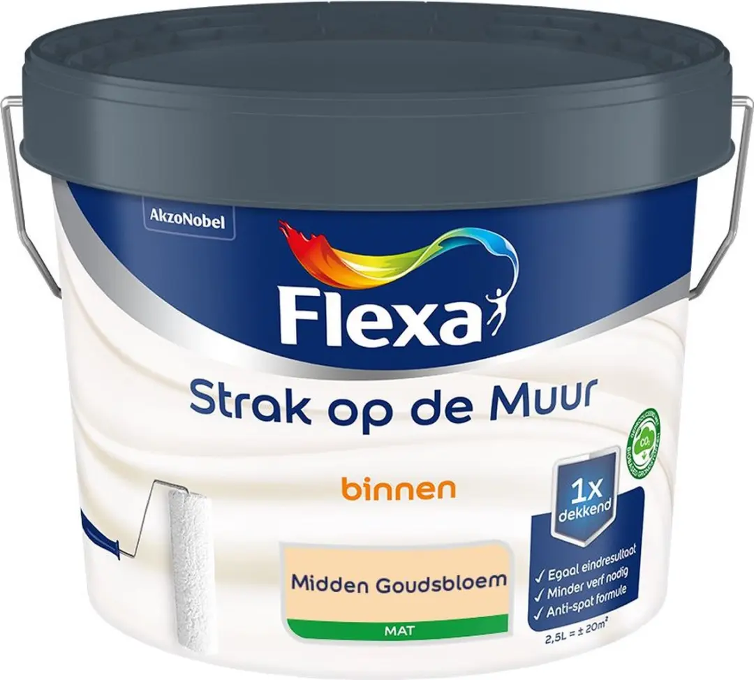 Flexa Strak Op De Muur Binnen Mat Midden Goudsbloem Mengverf 2,5L
