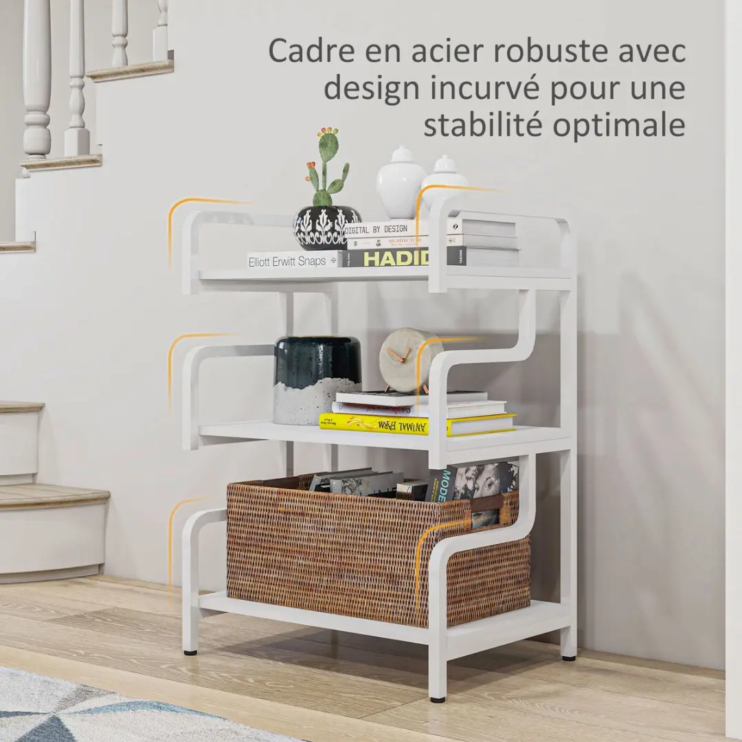 Homcom Printerstandaard - Staal 55x40x77cm - Wit - afbeelding 6 van 6
