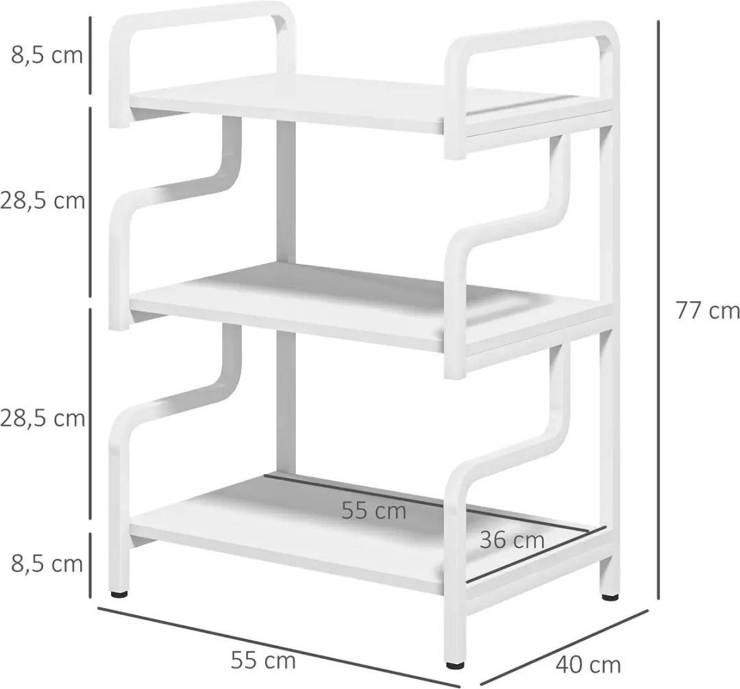 Homcom Printerstandaard - Staal 55x40x77cm - Wit
