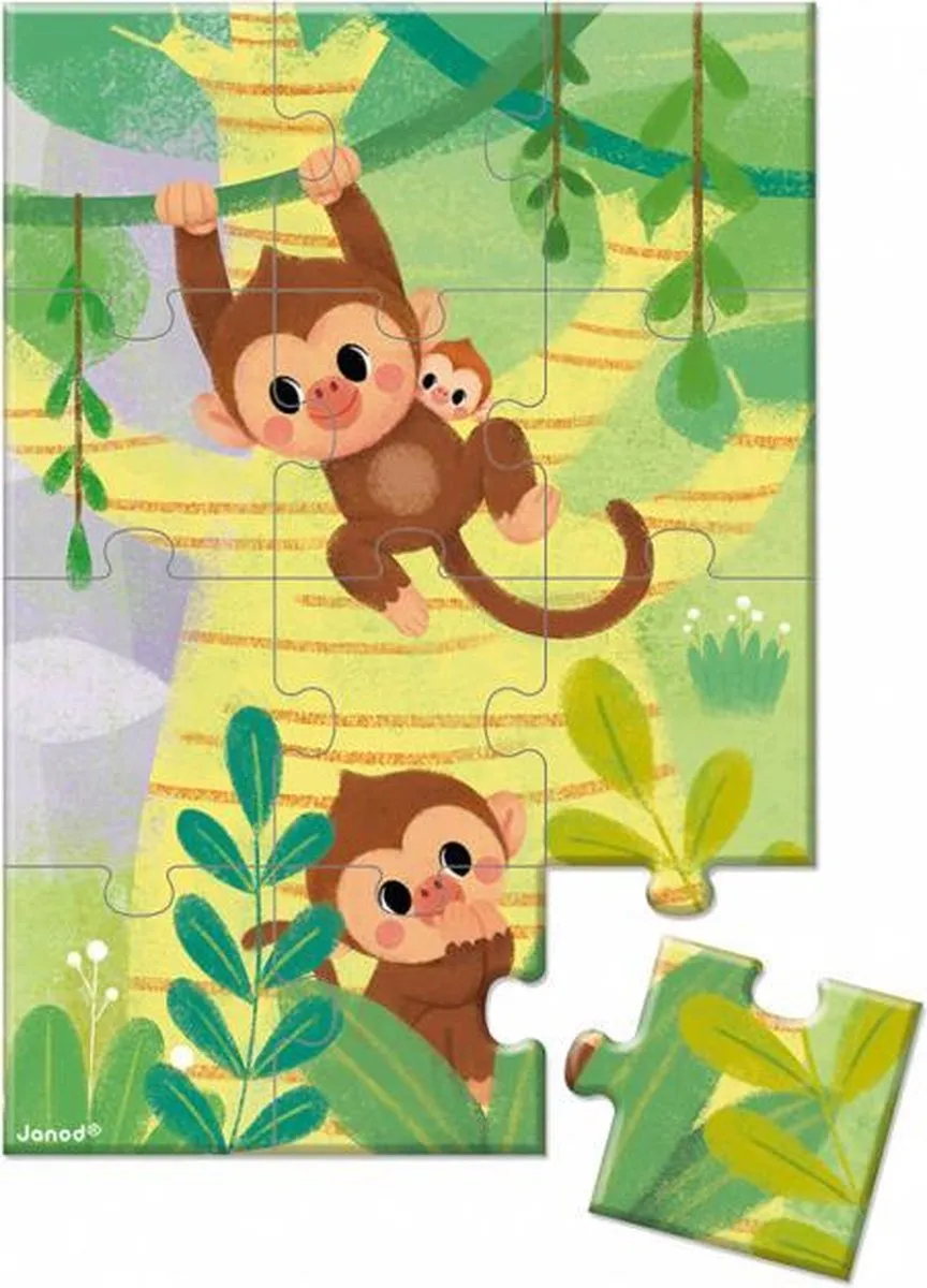 Janod Jungle Verzamelpuzzel 12-delig - Multi