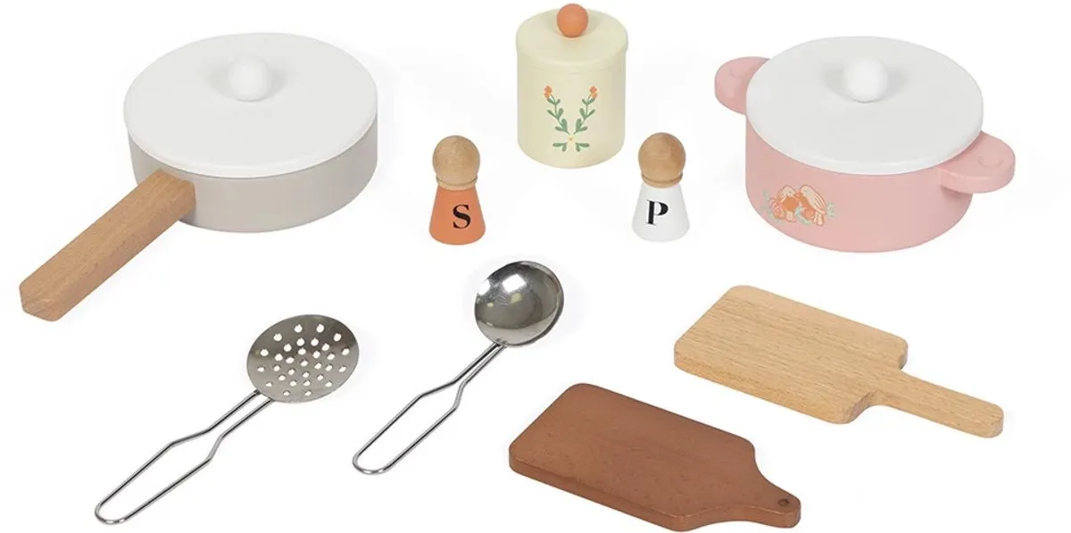 Janod Shiny Grandma Kleine Houten Speelkeuken - 11 Accessoires