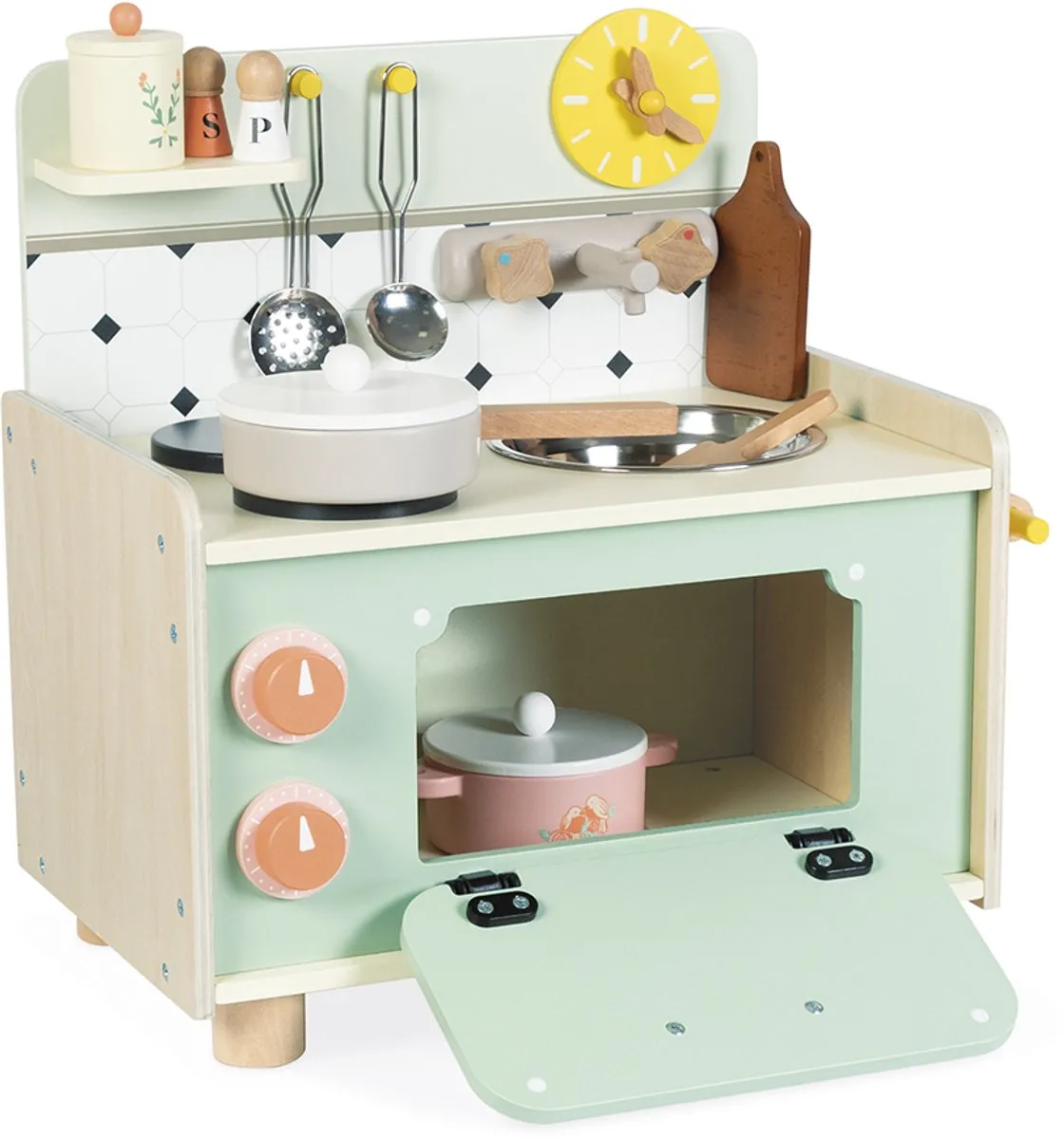 Janod Shiny Grandma Kleine Houten Speelkeuken - 11 Accessoires