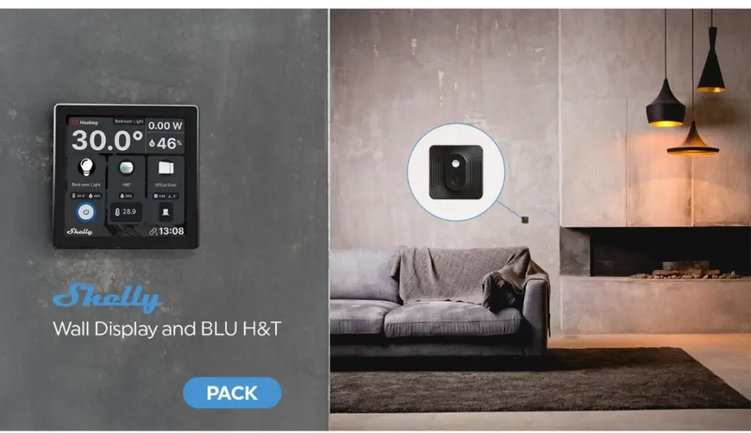 Shelly SAWD1-B Wall Display Black - Temperatuur/Luchtvochtigheid Sensor