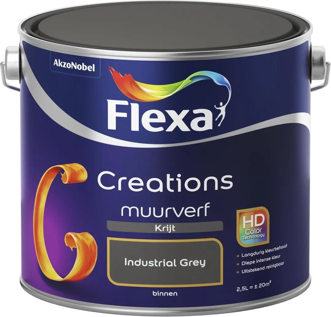 Flexa Creations Muurverf Krijt Indstral Grey 2,5L