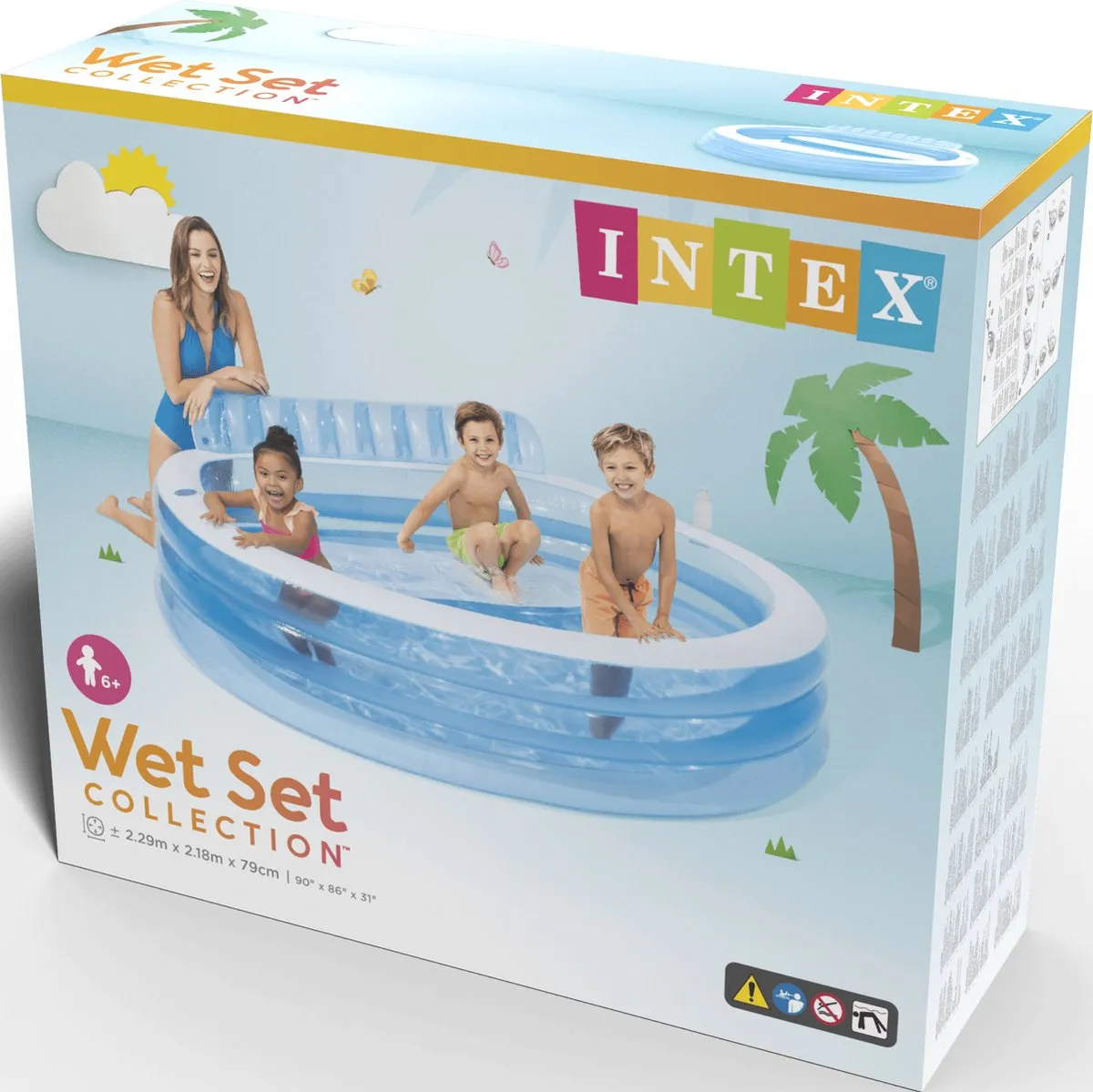 Intex Familie Lounge Opblaaszwembad 57190NP - 229x218x79cm - 590L - Blauw