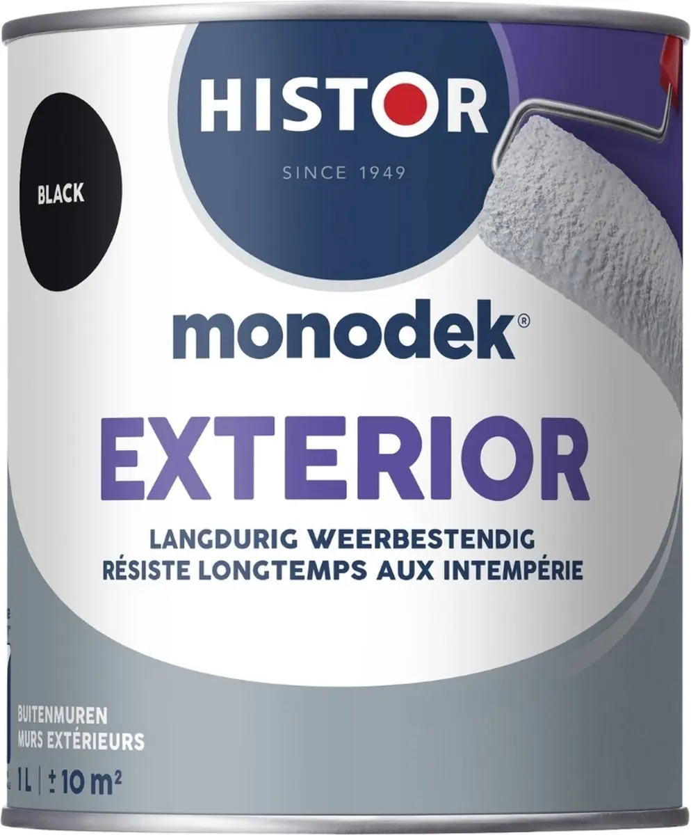 Histor Monodek Exterior Muurverf Buiten Mat Zwart 1L
