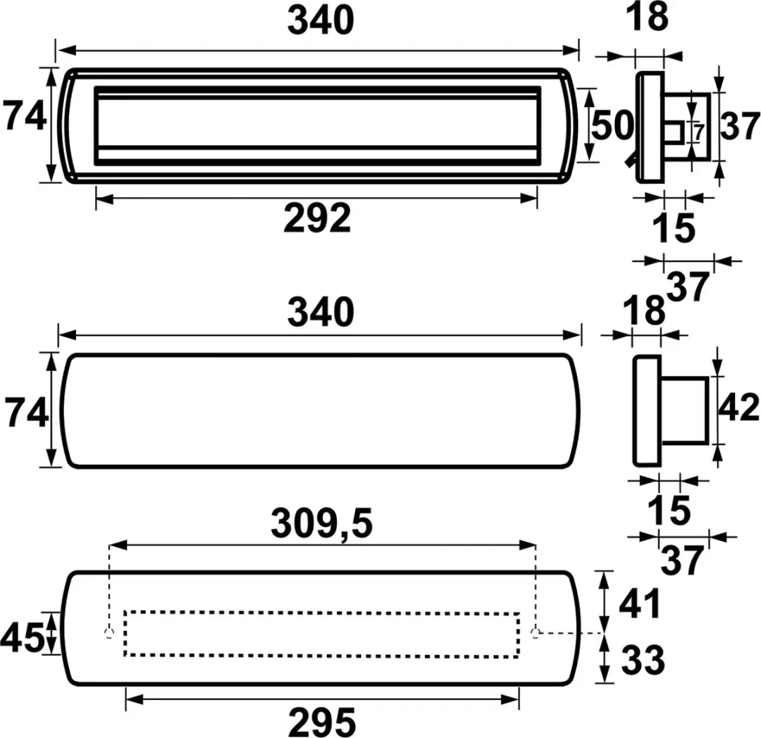 AXA Curve Plus Brievenbusbriefplaat 340x74mm - Zwart