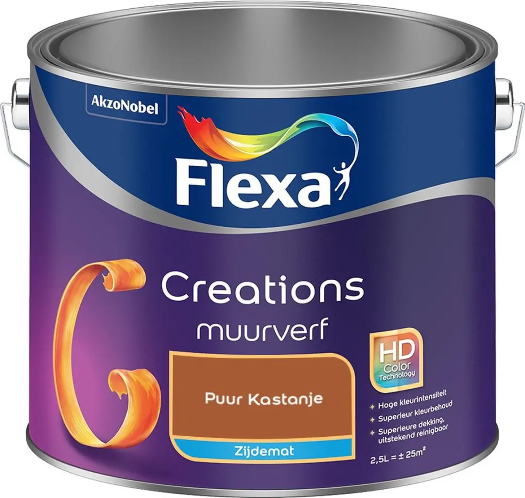Flexa Creations Muurverf Zijdemat Puur Kastanje 2,5L