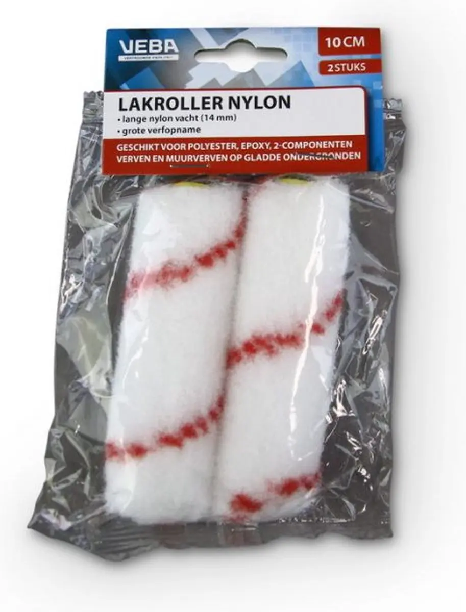 VEBA Nylon Lakrollers 10cm - 2 Stuks - Wit