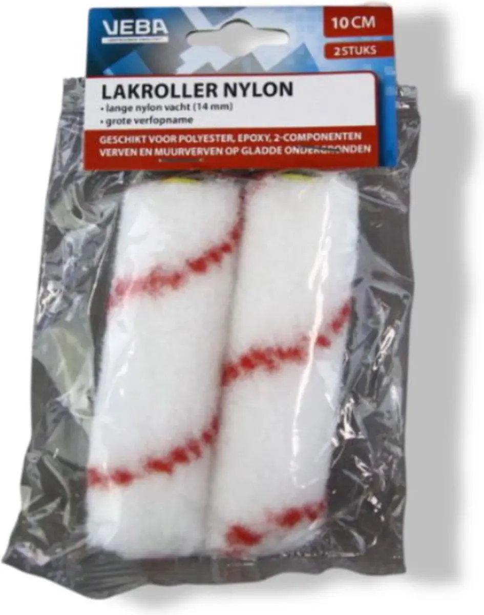 VEBA Nylon Lakrollers 10cm - 2 Stuks - Wit