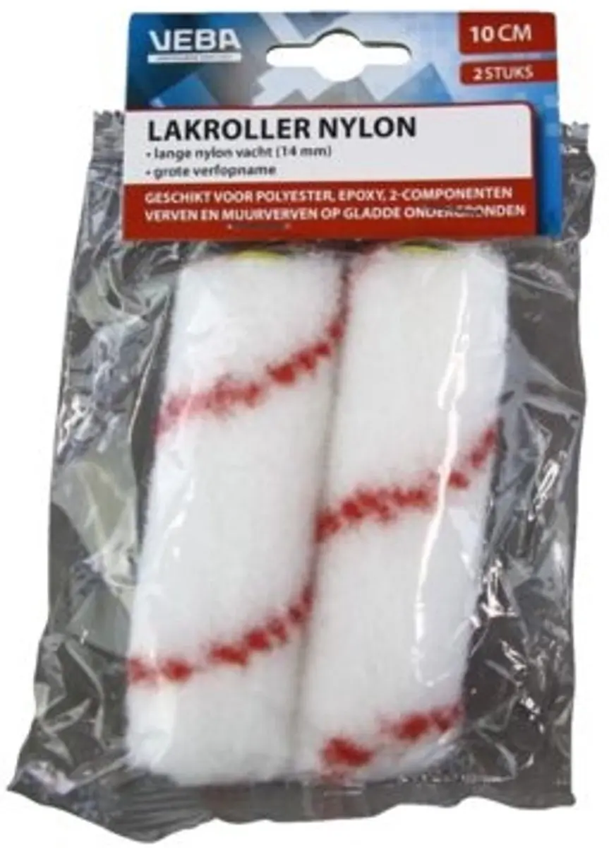 VEBA Nylon Lakrollers 10cm - 2 Stuks - Wit