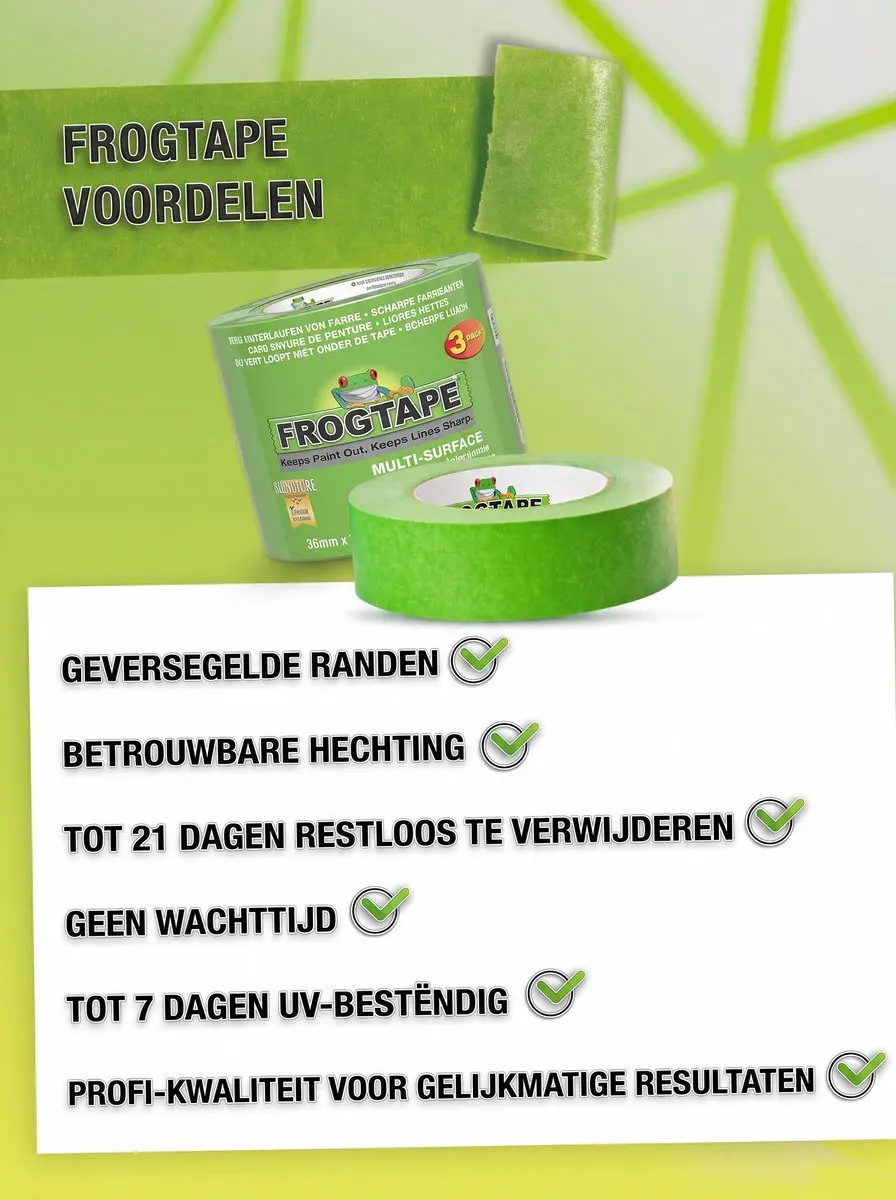 Kip FrogTape Multi Surface 36mm - 3 Stuks - Meerkleurig - afbeelding 6 van 6