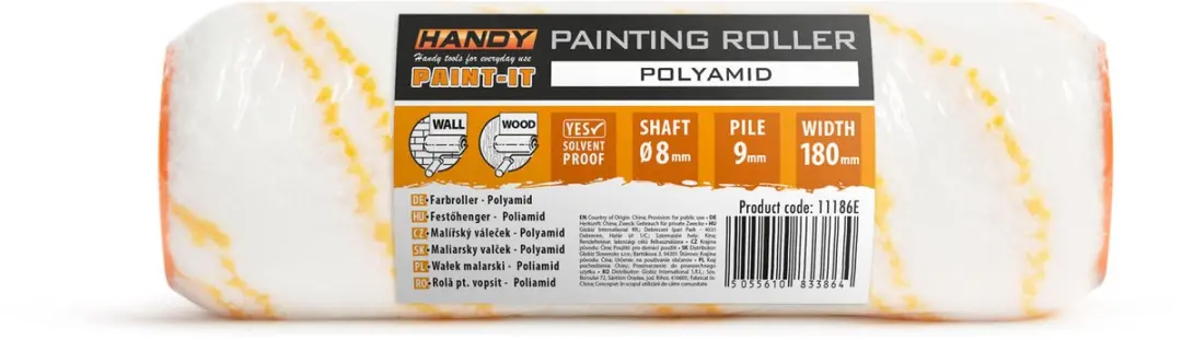 Handy Polyamide Microfiber Verfroller 180mm - Geel/Wit